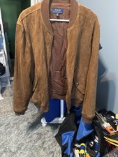 Polo Ralph Lauren uomo giacca bomber pelle scamosciata marrone medio
