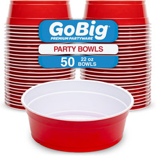 Red Party Cup Bowls - Large Disposable Plastic Bowls - 22 Oz or 60 Oz