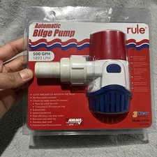 Rule 25SA Automatic Bilge Pump 500 GPH Marine 12V DC 3/4" Hose Submersible 25S