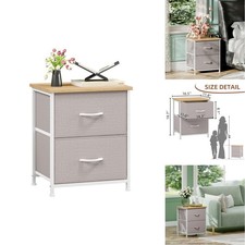 Nightstand with Fabric Storage Bins