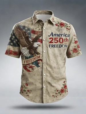 Anniversary Of The United States Independence Day Chest Pocket Holiday Hawaiian