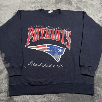 Vintage 1995 New England Patriots Sweatshirt Mens Large Blue Nutmeg Football NFL