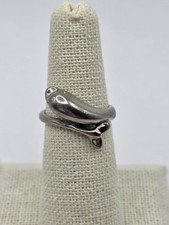 Silver Tone Dolphin Ring Size 6