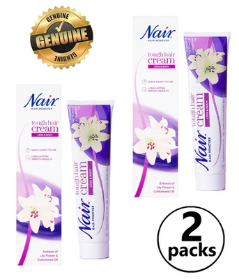 2x Nair Tough Hair Removal Cream for Coarse & Dark Hair with Lily flower 90ml