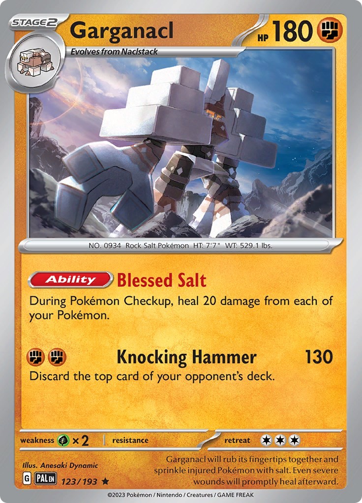 Garganacl PAL 123/193 Pokémon SV02: Paldea Evolved Rare Holofoil EN NM