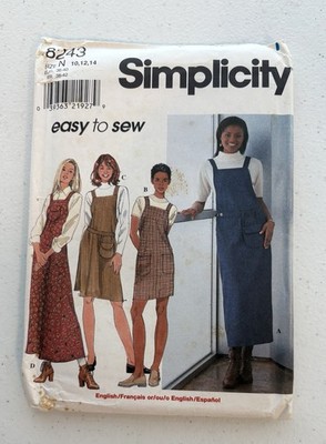 Simplicity 8243 Size 10,12,14 Easy To Sew Misses /Miss Petite Jumper VINTAGE
