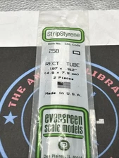 Evergreen Scale. Polystyrene Strips. 14" 258. Rectangle Tube. .187x.312 (2)