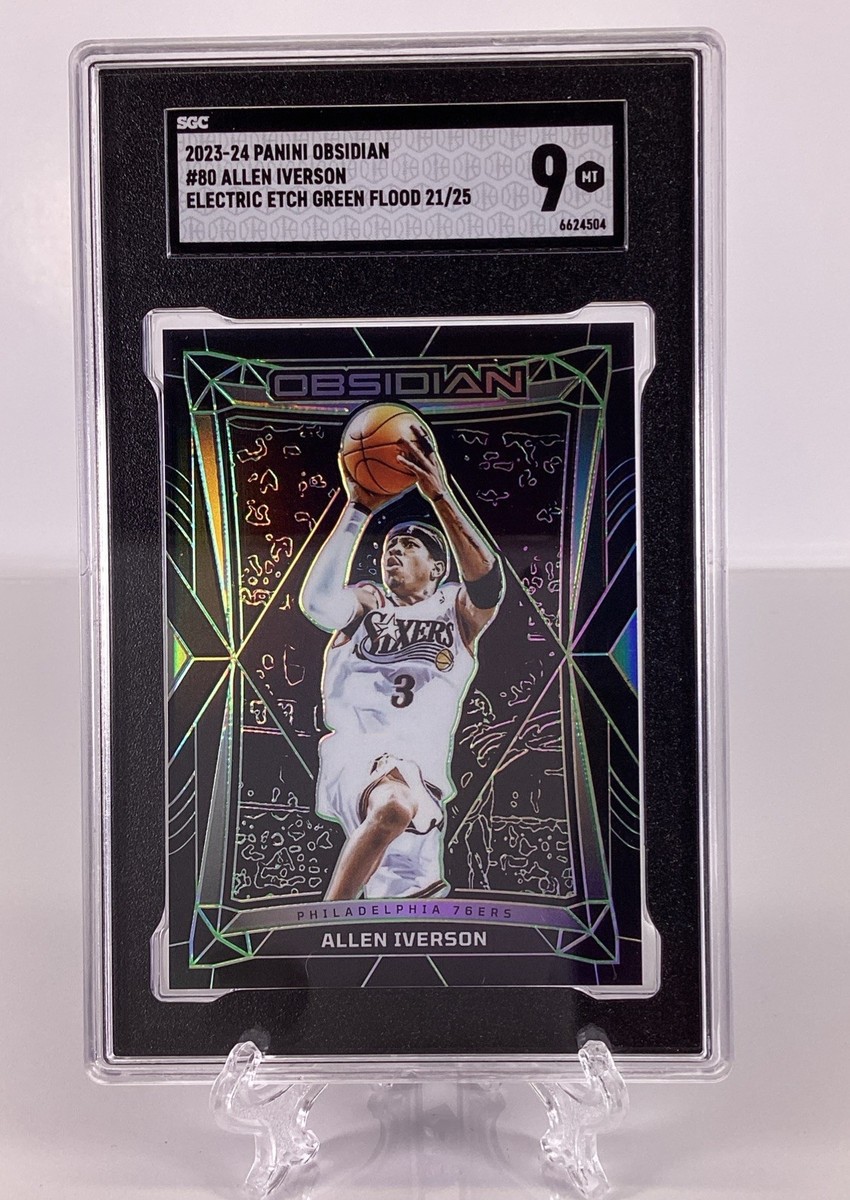 Allen Iverson /25 76ers 2023-24 Obsidian #80 Electric Green Etch