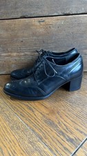 KATE KUBA Size 5 Ladies Black Leather Brogue 2” Block Heel Laced Shoes