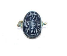 UNICO FARAONICO FATTO A MANO ANTICO REGNO EGIZIO Bazlzt Anello Scarabeo (BS)