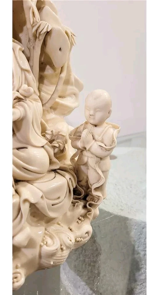 Estatuilla Kwan Yin China Blanc de China Porcelana Blanca Encontrar Rara De Colección-12""H Foto 4 de 4