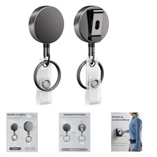 Heavy Duty Metal Retractable Badge Reel with Nylon Rope Keychain and Belt Clip
