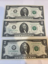 3 NEW Uncirculated $2 (Five) Dollar Bill Note  USD BEP --2017