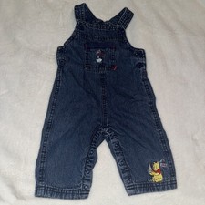 Vintage Disney Baby Store Winnie the Pooh Denim Embroidered Overalls 6-9 Months