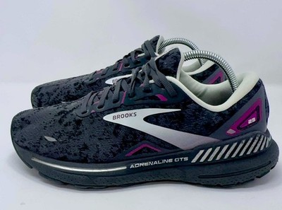 Brooks Adrenaline GTS 23 Running Shoes Womens Size 10 Gray Purple Stability Walk