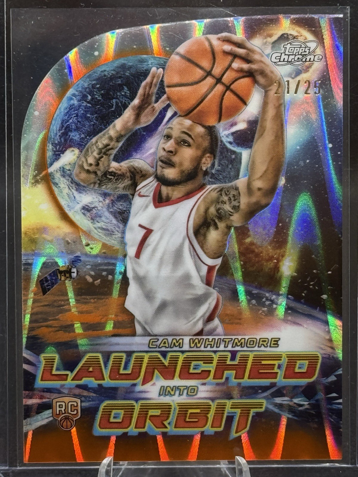 2023-24 Topps Cosmic Chrome- Cam Whitmore (RC) -Orange Galactic Refractor- 21/25