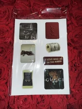 3D stickers for phone cases, trendy epoxy sticker set, Set of 7 Black🖤