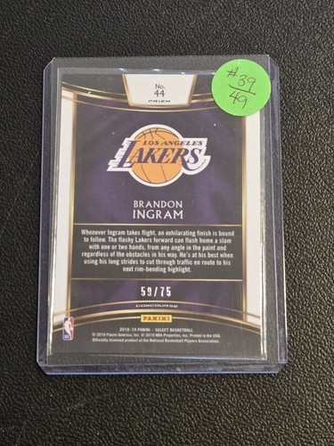 2018-19 Panini Select #44 Brandon Ingram Neon Green Prizms #/75 - Foto 2 di 2