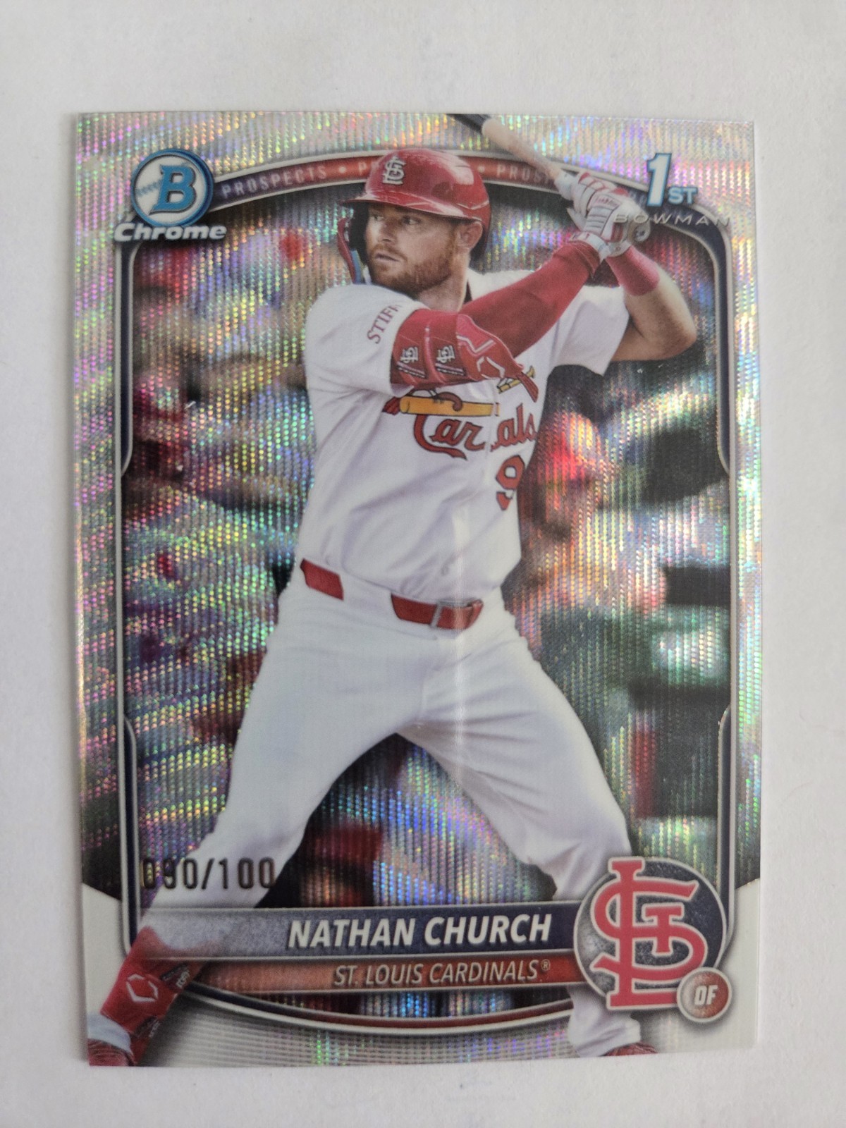 Nathan Church 2025 Bowman Chrome #BCP-192 Wave Refractor 1st  90/100
