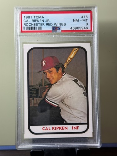 1981 TCMA ROCHESTER RED WINGS #15 CAL RIPKEN JR. RC HOF PSA 8