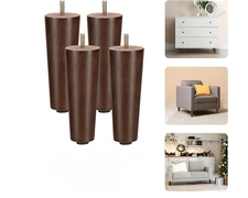 Yes4All 6-Inch Round Wooden Furniture Legs Set of 4, Adjustable Replacement Feet