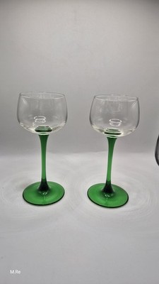 Vintage Luminarc Weingläser 2x Stück,grüner Stiel , 70er,  Ca 17 Cm