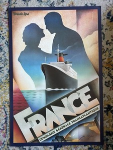 1979 SS France Poster Signed Compagnie Générale Transatlantique