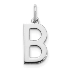 14k White Gold Letter B Initial Pendant