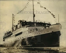 1938 Press Photo Steamship "Acadia" at Sea - sba11773