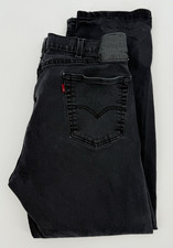 Levis 505 Jeans Mens 36x30 Black Straight Leg Denim Pants Read