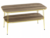 Eleganter Brauner Couchtisch Aus Holz Mit Edelstahl In Modernem Design