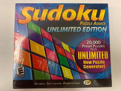 SUDOKU PUZZLE ADDICT Unlimited Edition PC CD-ROM GAME 2006 GSP, BRAND NEW Sealed