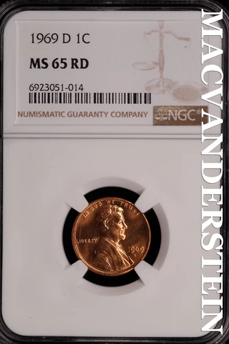 1969-D Lincoln Memorial Cent - NGC MS 65 RD - Choice Gem Brilliant Unc  #SLG311