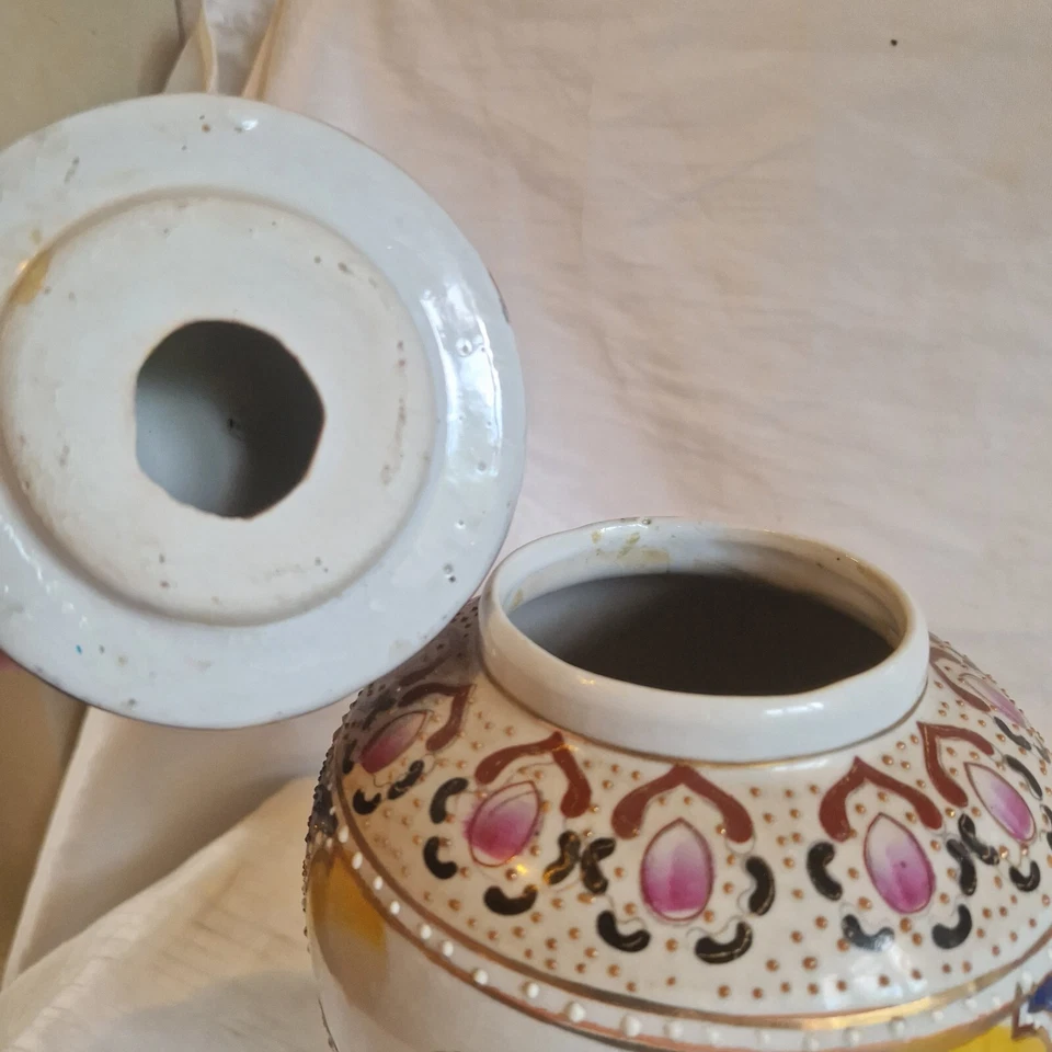 Vintage Oriental Satsuma Jar Urn Pot Ladies Flowers Made In China Japanese Style - Image 4 of 4