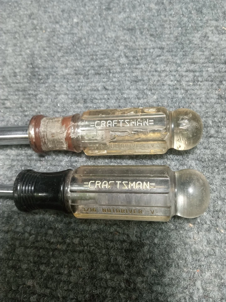 2 Vintage Craftsman Hex Nut Driver V Series 3/16" 41977, 7/16" 41975 Made in USA - Image 2 of 4