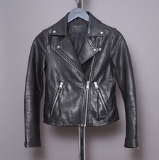 All Saints Dalby Leather Jacket Uk8 Us4 Eu36 Womens Brown Biker Bomber Celebrity