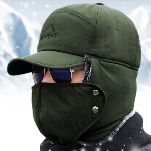 Men Winter Aviator Trapper Hat Warm Ear Flap Snow Ski Elmer Face Mask Hood Cap - Picture 14 of 15