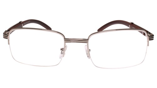 Ausgefallene gehobene stilvolle rechteckige Lesebrille Silber & Holzimitat 1,75 - Bild 4 von 4