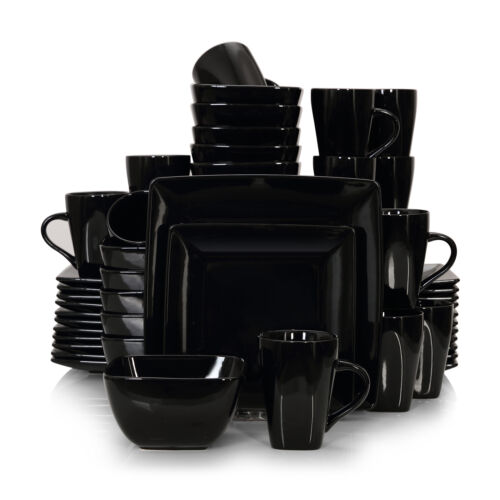 Juego de vajilla negra vancasso SOHO juego de platos de porcelana vajilla cuadrada - Imagen 17 de 20