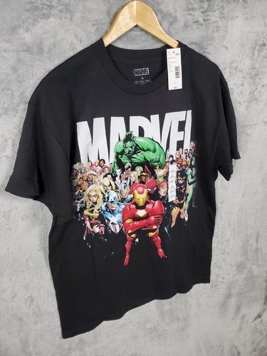Marvel Shirt Mens L Black Captain America Hulk Iron Man Wolverine Black Widow - Picture 3 of 14