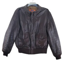 Vtg Cooper Flight Jacket Brown Leather Military Bomber Goatskin Coat 46L USAF