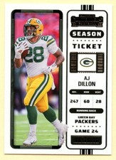 AJ Dillon 2022 Panini Contenders Football Season Ticket card #42 Packers