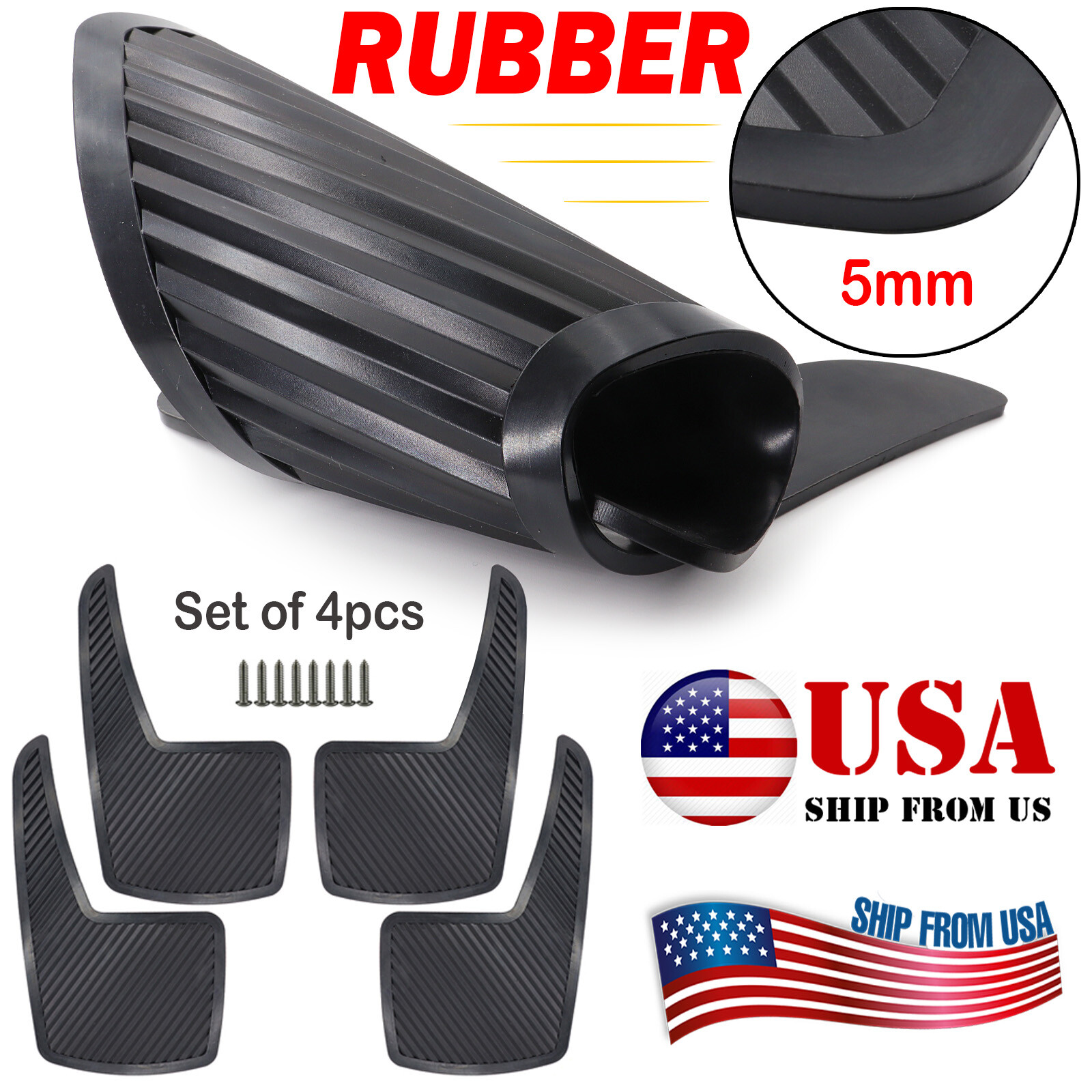 Universal RUBBER Car Front Rear Splash Guards Mud Flaps Mudguards W/ Hardware US