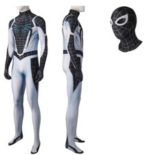 New White PS5 Spider-Man Jumpsuit Cosplay 3D Costume Zentai Suit Halloween Props