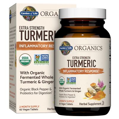 Organic Turmeric Curcumin Supplement with Ginger Probiotics 60 Tablets Gluten...