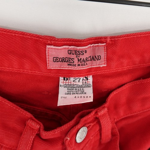 Vintage Guess Jeans Womens 27 Red Tapered High Rise Usa Made 90S - Picture 11 of 12
