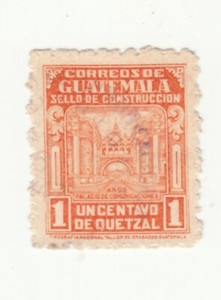 Guatemala 1945. Reconstruction.  Arch of Communications Building. Sc# RA22. Used