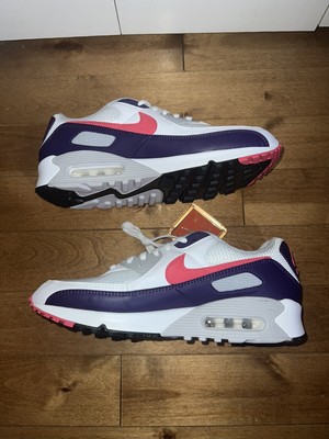 NEW: Nike Air Max 90 White/Eggplant/Red Sneakers: CW1360-100 NEW: SZ SZ 14M/15.5W: Nike Air Max 90 White/Eggplant/Red  main image 2