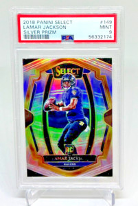 PSA 9 - 2018 Panini Select LAMAR JACKSON RC Silver Prizm #149 (2174)
