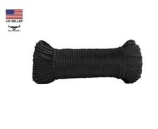 Black Polyester Paracord 550 Diamand Braid Rope 5/32" x 75' - 55lb. Max Load
